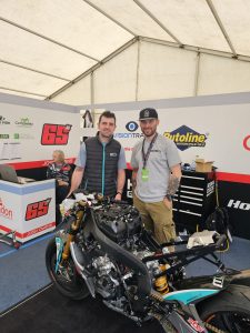 Michael Dunlop with RaceTorx owner Dale James at the Isle of Man TT 2023