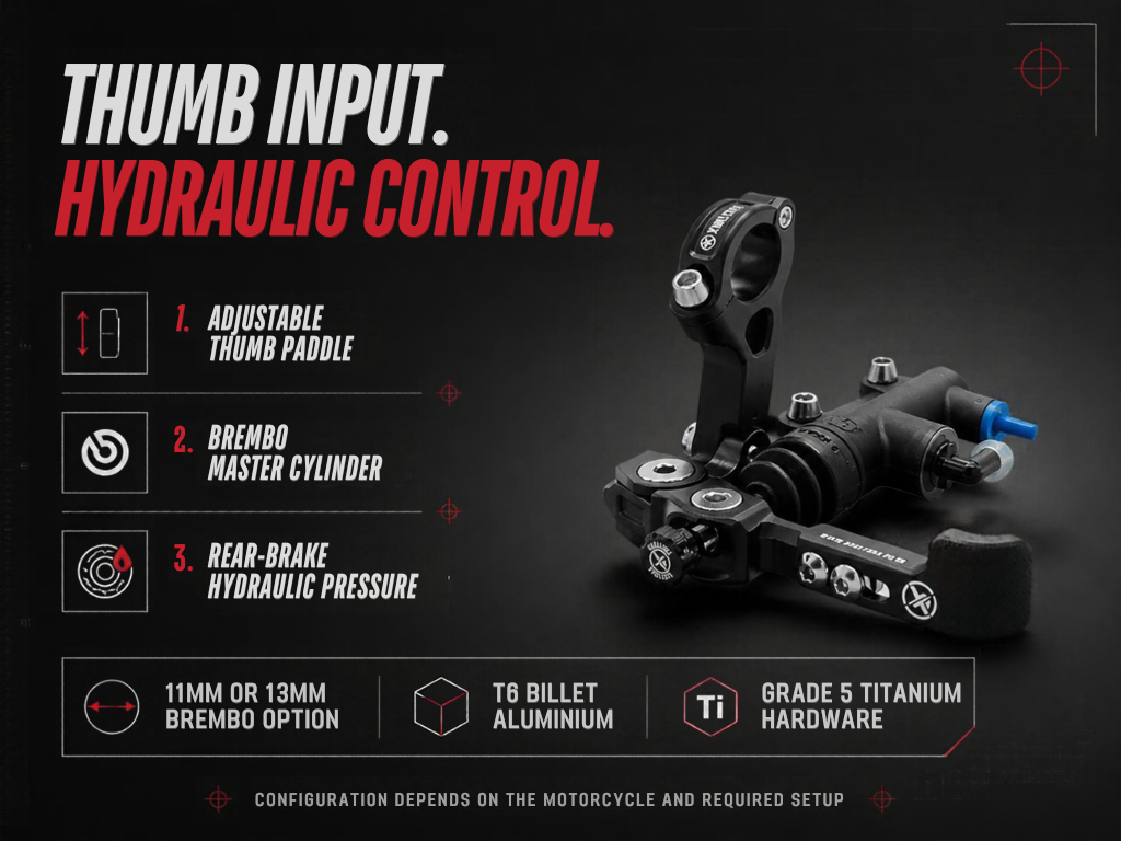 How the Racetorx RTX730 hydraulic right-hand thumb brake works